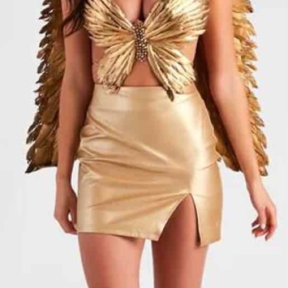 Gold mini skirt